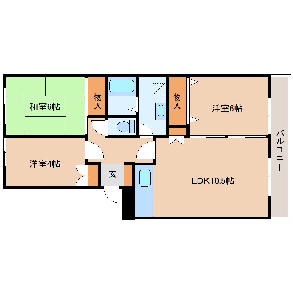 向栄コーポ(3LDK/1階)の間取り写真