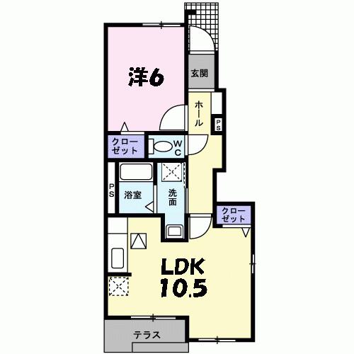 サンハイツ北六甲壱番館(1LDK/1階)の間取り写真