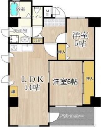 ロベリア弐番館(2LDK/9階)の間取り写真