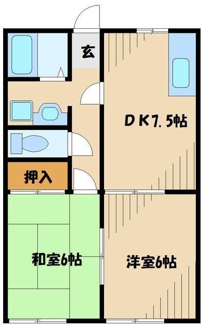 エクセレントノヴァC(2DK/2階)の間取り写真