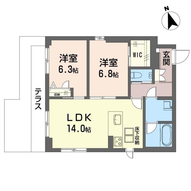 ソレイユ ルヴァン(2LDK/1階)の間取り写真