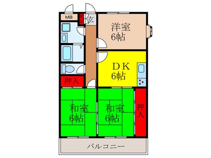 リバーウエスト(3DK/3階)の間取り写真