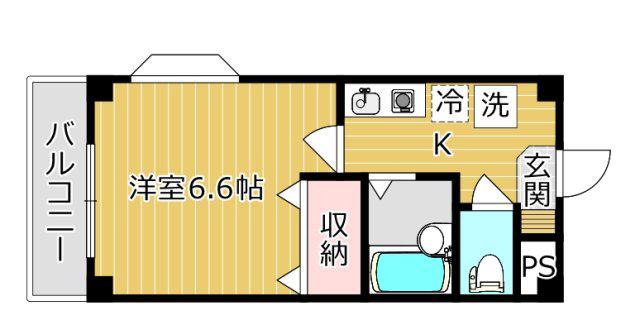 エヴァースAKETA(1K/4階)の間取り写真