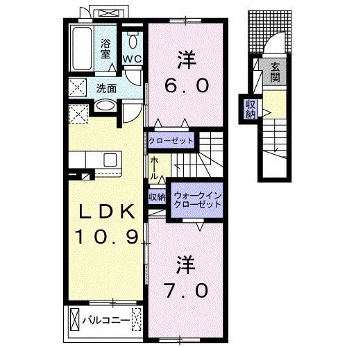 ソレイユプロムナード IV(2LDK/2階)の間取り写真