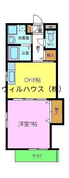 メゾン南陵(1DK/2階)の間取り写真
