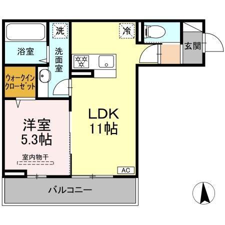 NEXUS D-ROOM笹部II(1LDK/2階)の間取り写真