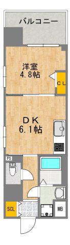 ふぁみーゆ夕陽ケ丘(1DK/2階)の間取り写真
