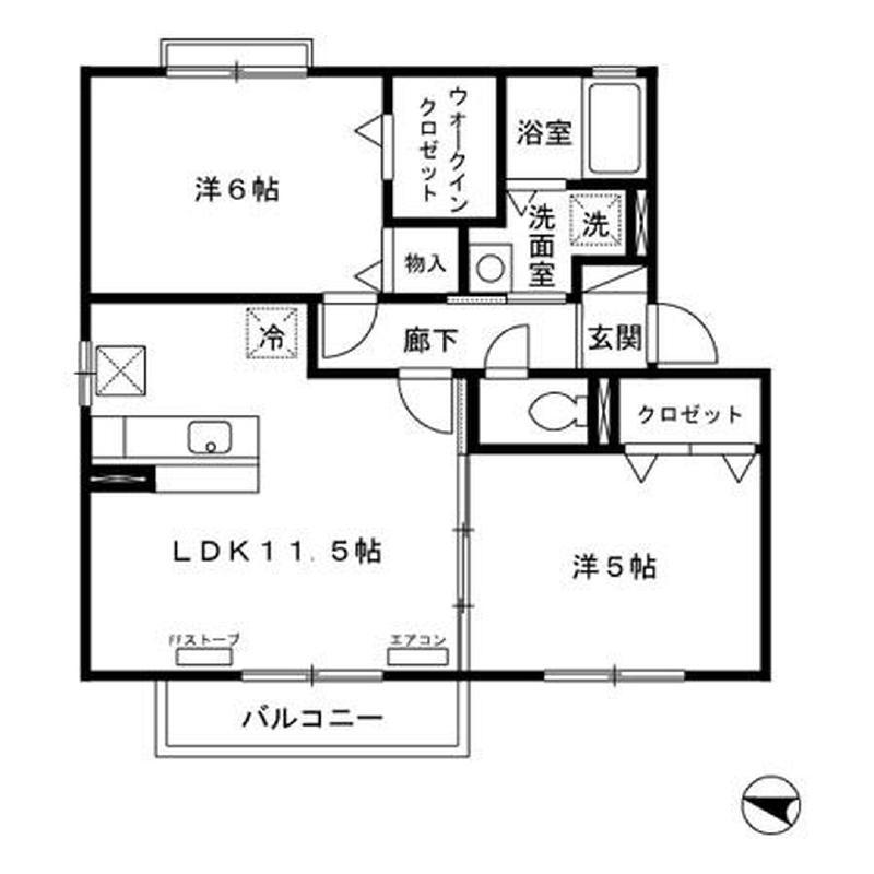 アンジュ(2LDK/1階)の間取り写真
