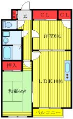 ビラ・クレール(2LDK/3階)の間取り写真