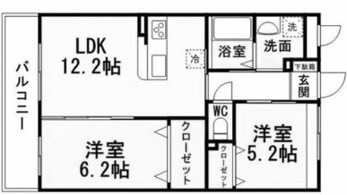 GRACEFUL中井(2LDK/4階)の間取り写真