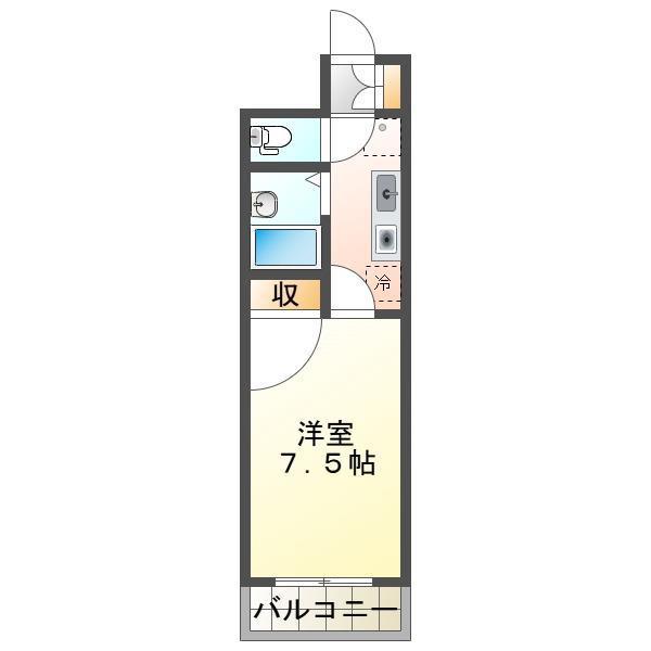 カナン花園(1K/4階)の間取り写真