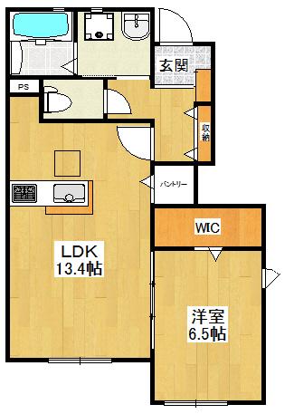 REVEUR甲東1(1LDK/1階)の間取り写真