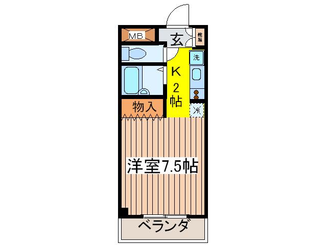 グリーンハイム瓜生(1K/1階)の間取り写真