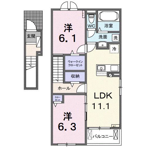 TOMY・K(2LDK/2階)の間取り写真