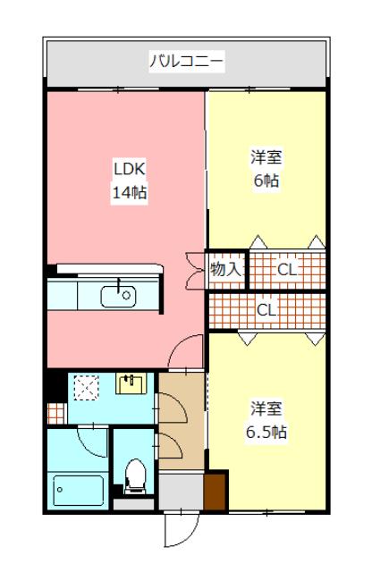 FLAT松橋(2LDK/3階)の間取り写真