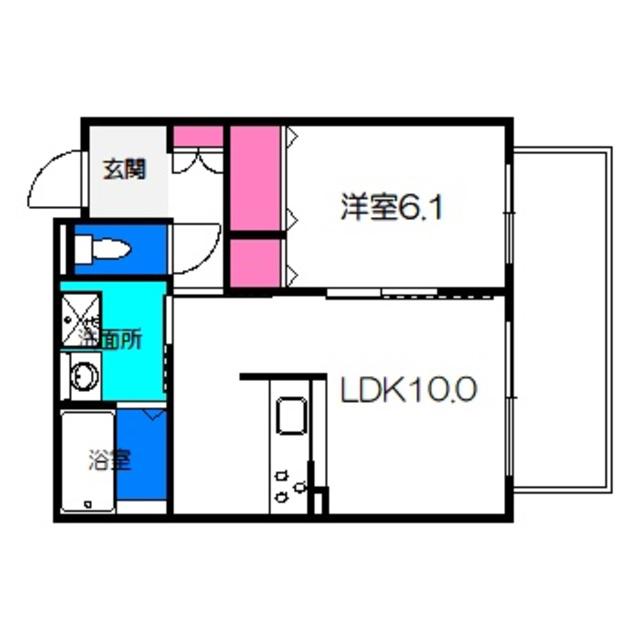 ヴィアソーレ鶴見(1LDK/2階)の間取り写真