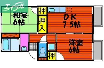 ファミール当新田(2DK/1階)の間取り写真