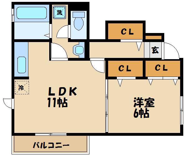 アストルム(1LDK/1階)の間取り写真