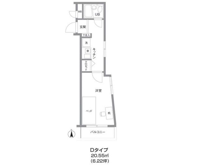 エルプレイス池上(1K/4階)の間取り写真