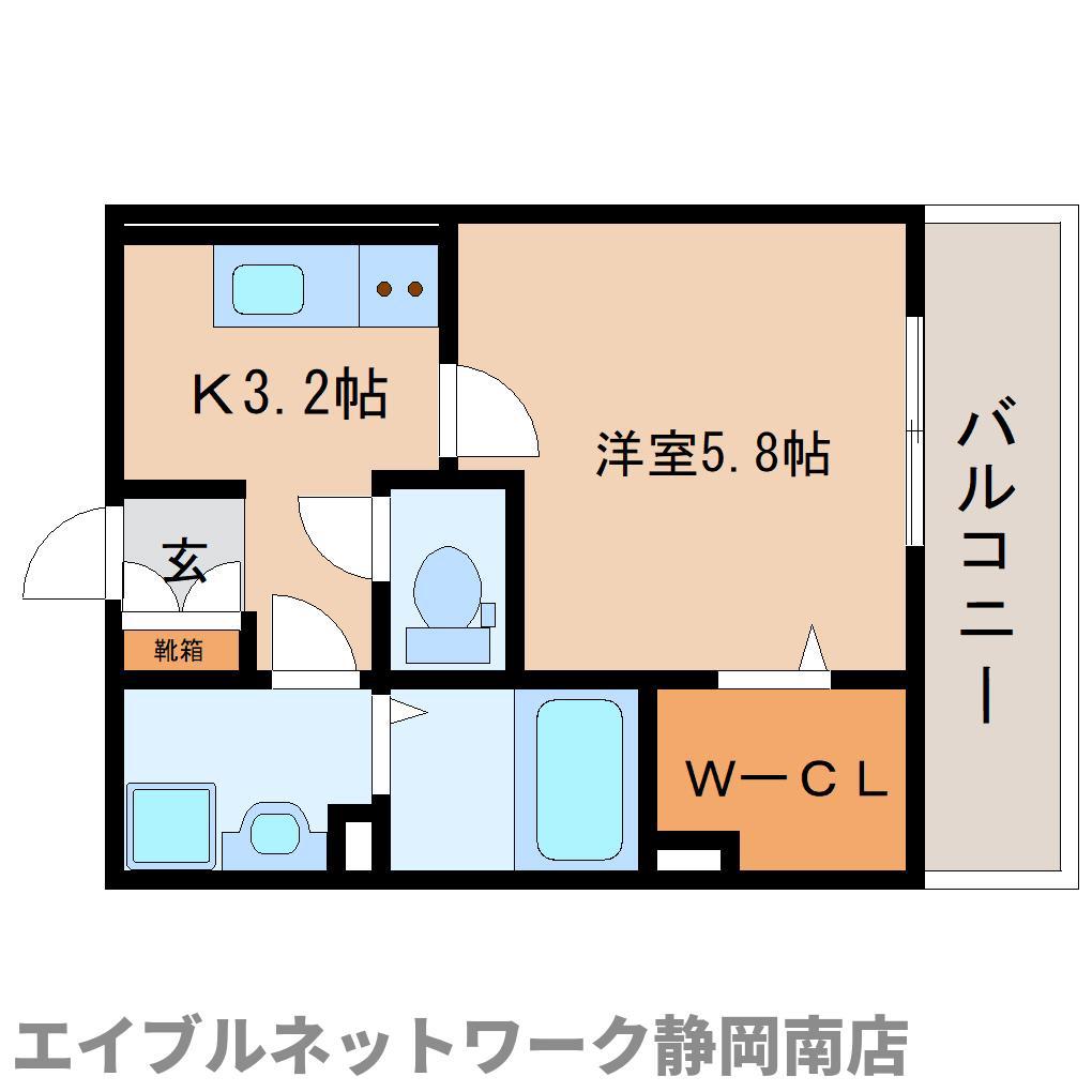 ジュネス東静岡(1K/3階)の間取り写真