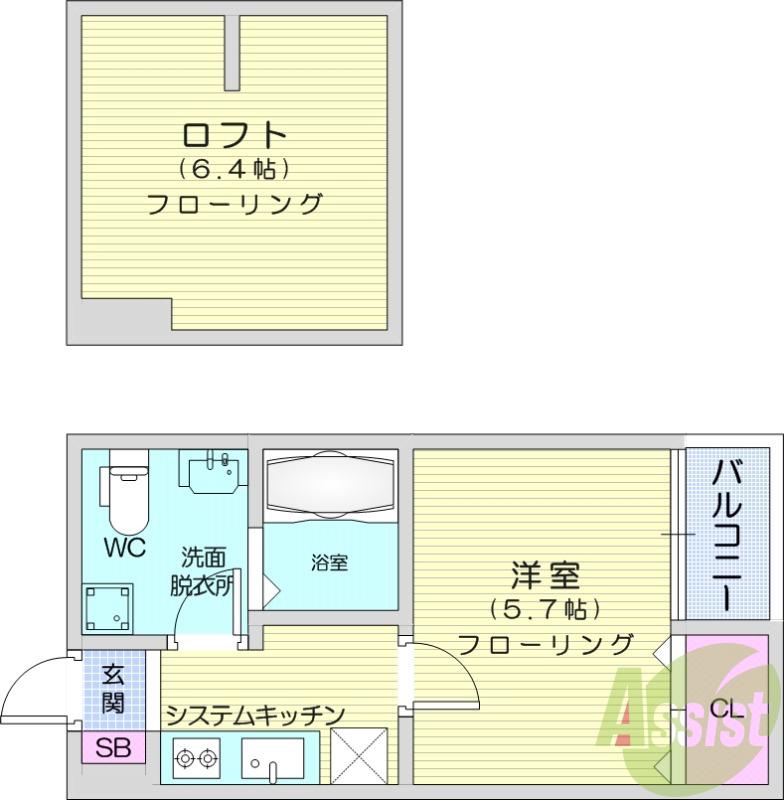 LOFT HOUSE(1K/2階)の間取り写真