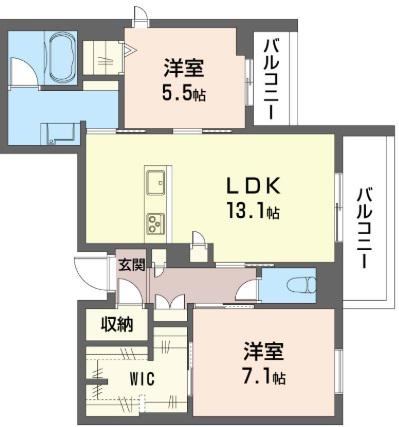 アーベイン武蔵浦和(2LDK/1階)の間取り写真