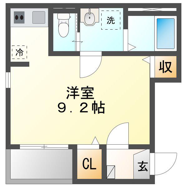 ベルフィノ名古屋(ワンルーム/1階)の間取り写真