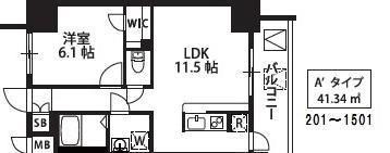 S-RESIDENCE新大阪駅前(1LDK/13階)の間取り写真