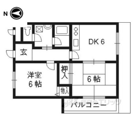 トマーテ西京極(2DK/1階)の間取り写真
