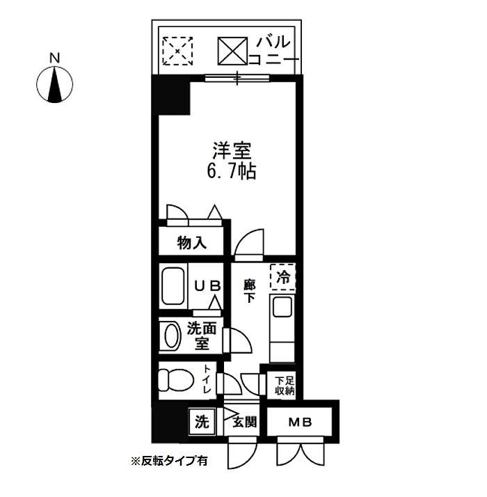 シャルマンフジ大阪城南(1K/2階)の間取り写真