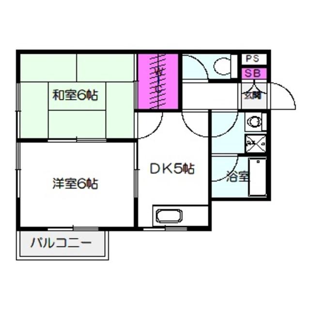 シームリーワン(2DK/2階)の間取り写真