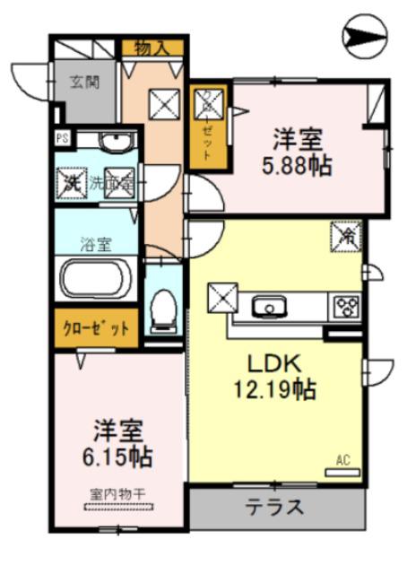 セントラルポー(2LDK/1階)の間取り写真