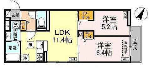 CELESTIA白鷺 2(2LDK/1階)の間取り写真