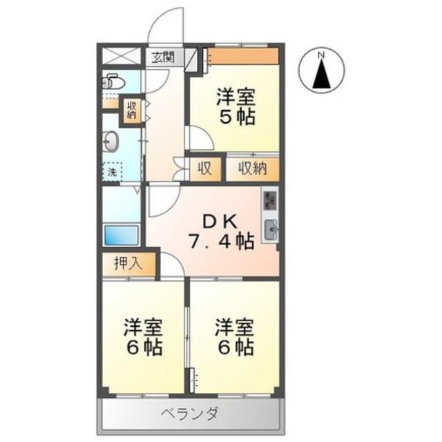 ファインパレス荻野(3DK/1階)の間取り写真