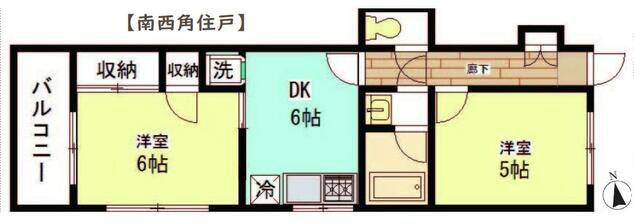 ニューフラットマンション(2DK/1階)の間取り写真