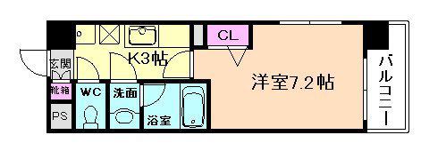 メゾン西梅田(1K/9階)の間取り写真