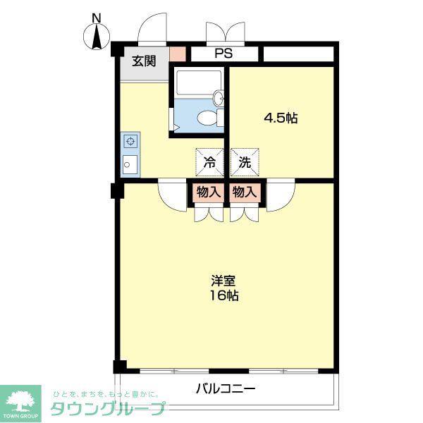 エンテイ上小出(1LDK/2階)の間取り写真