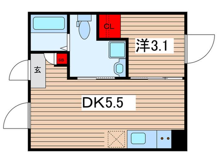 KIYOSUMI BASE(1DK/3階)の間取り写真