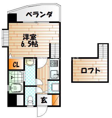 ロマネスク下到津(1K/11階)の間取り写真
