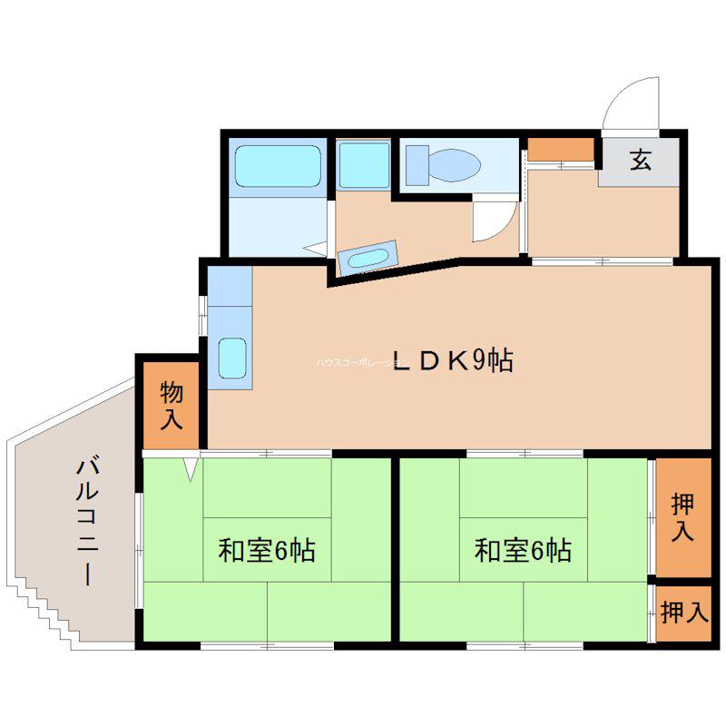 ツエルヴ福弥(2LDK/3階)の間取り写真