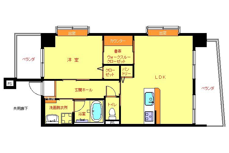 グランドハイツ石黒(1LDK/3階)の間取り写真