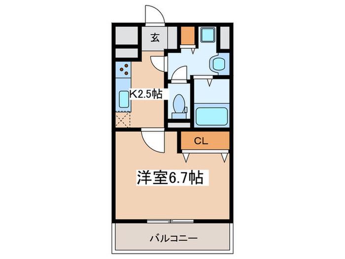 グランディ―ル調布(1K/1階)の間取り写真