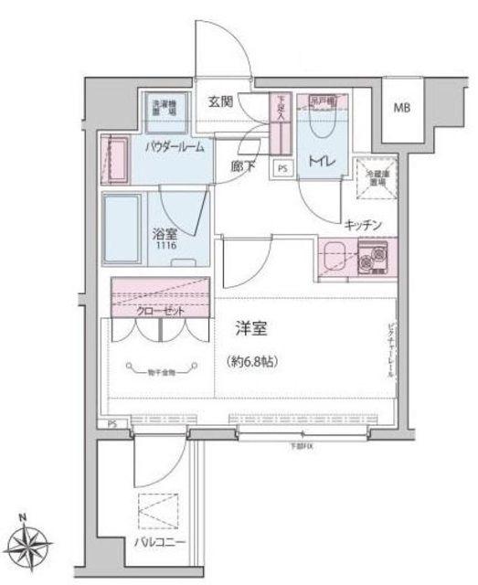 ザ・レジデンス神楽坂II(1DK/3階)の間取り写真