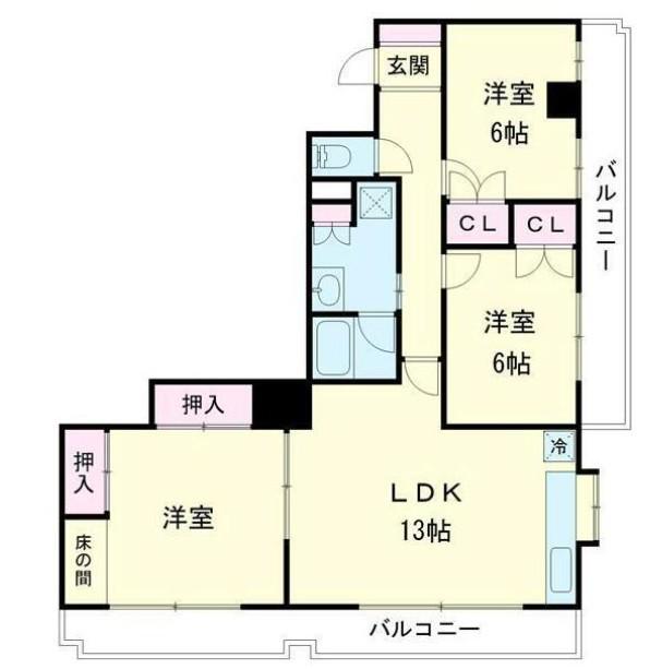 キョーエーマンション末広(3LDK/3階)の間取り写真