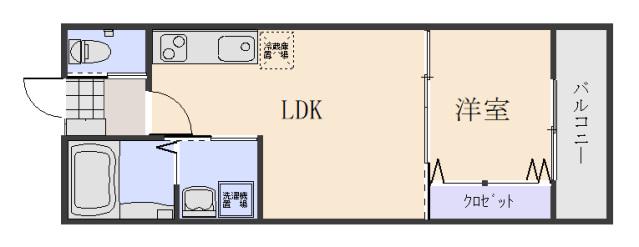 クレスト山本II(1LDK/1階)の間取り写真