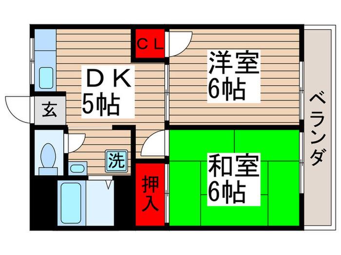 エンゼルハイツ(2DK/2階)の間取り写真