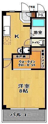 郡中日ノ出アーバン(1K/3階)の間取り写真