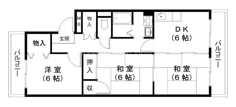 レジデンス三宅(3DK/2階)の間取り写真