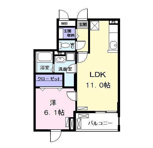 しらさぎ(1LDK/3階)の間取り写真