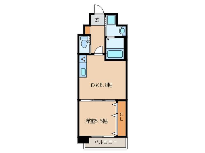 C.P.B.S(1DK/8階)の間取り写真